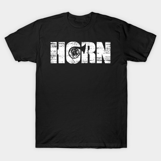 Distressed Look Horn Gift For Hornists T-Shirt by OceanRadar